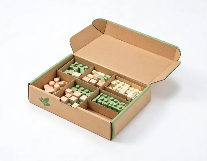 Sustainable Knex toy packaging and building blocks